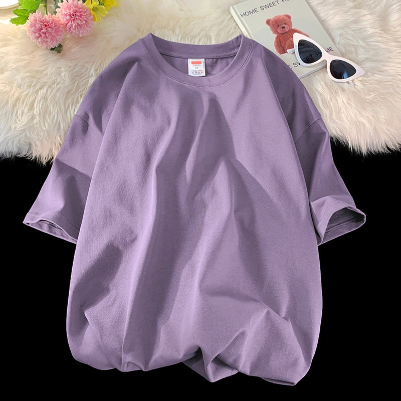 Summer 100% Cotton T Shirts,Short Sleeve Crew Neck Tops,Oversize Tee,Soft T Shirt for Women
