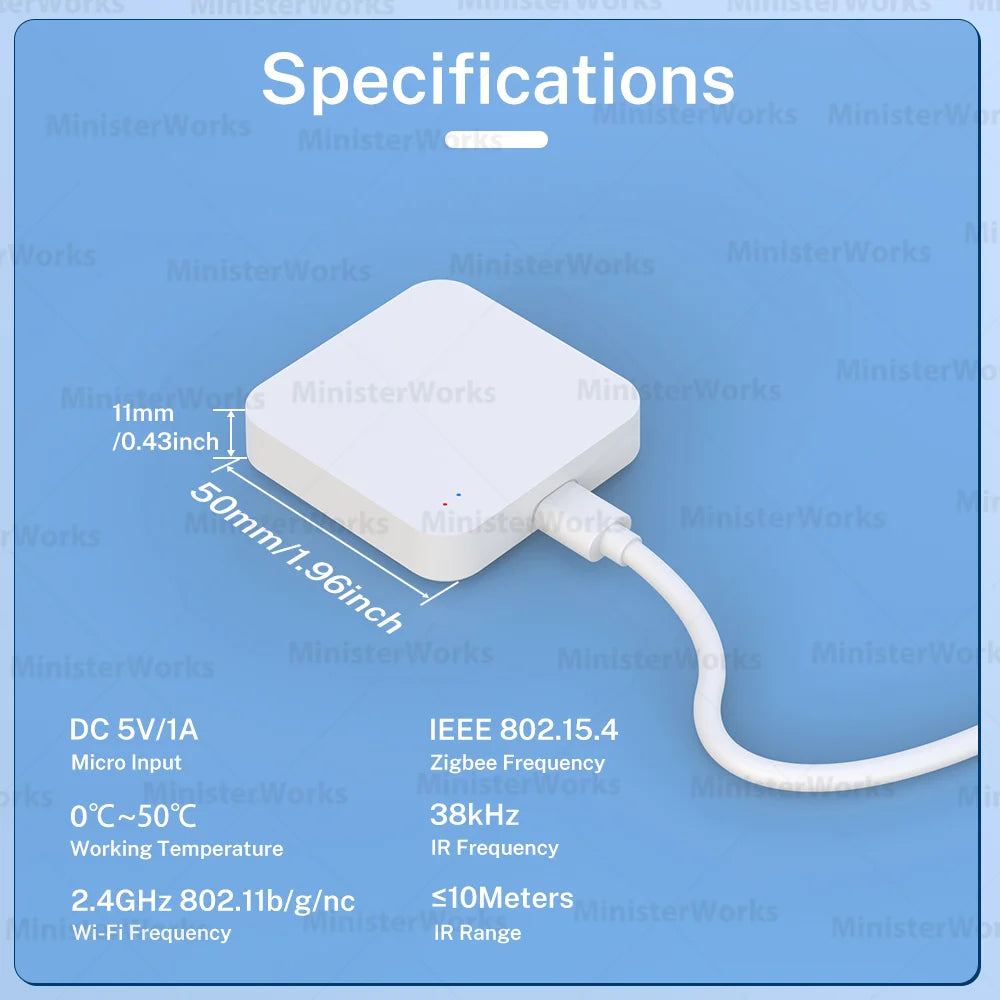 Tuya WiFi IR Remote Control with Zigbee Hub for Smart Home Remote Control Via APP SmartLife Work with Alexa Google Home