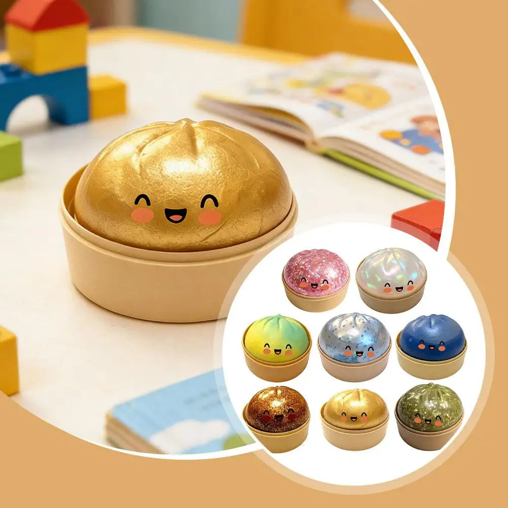 Rainbow Dumpling Squishes Stress Ball Reusable Low Rebound Decompression Toy Soft Dough Ball for Adults & Kids