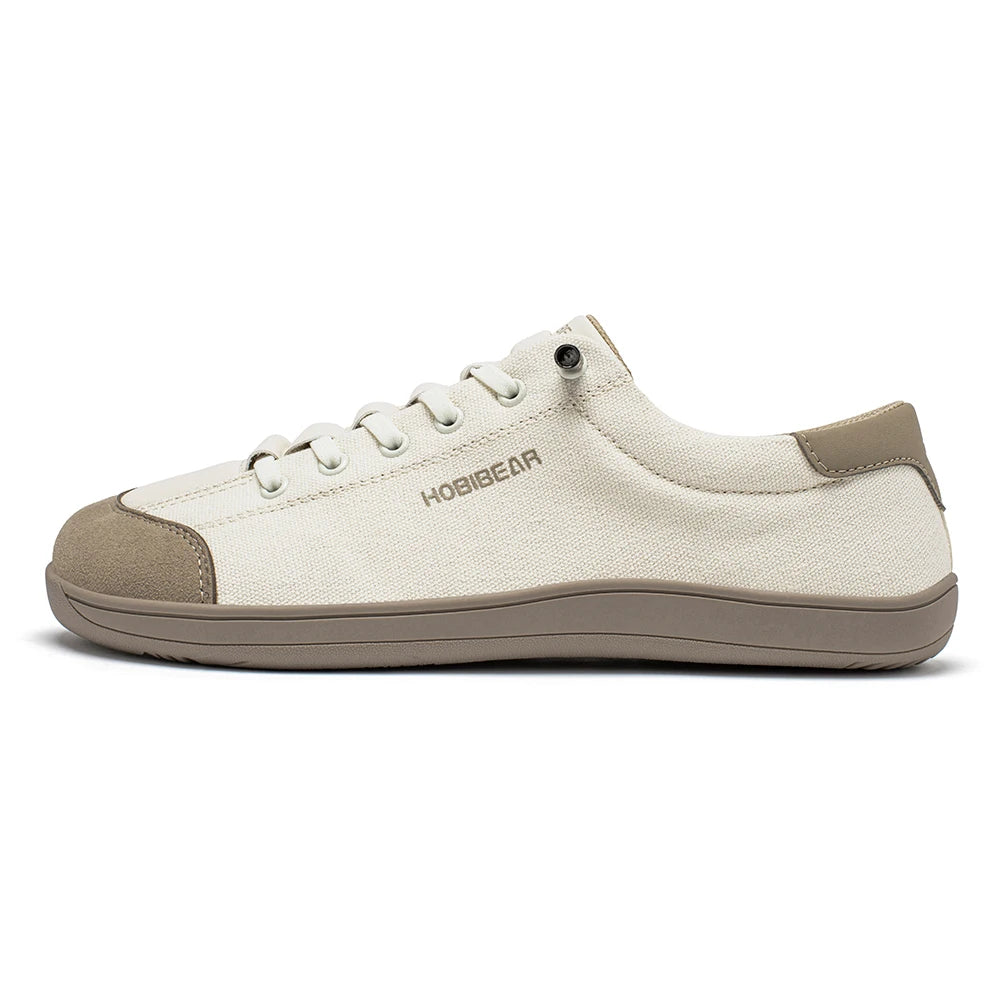 HOBIBEAR Wide Toe Barefoot Shoes for Unisex Minimalist Canvas Sneakers Lightweight Adjustable Slip On Walking Shoes