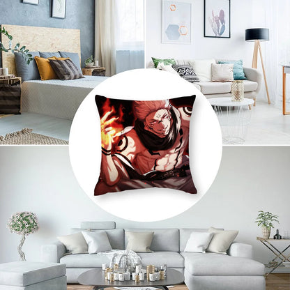 J-Jujutsu Kaisen Ryomen SukunaS Pillow Case Short Plush Pillow Covers Sofa Decor Gift Home Double-sided Printing Cushion Cover