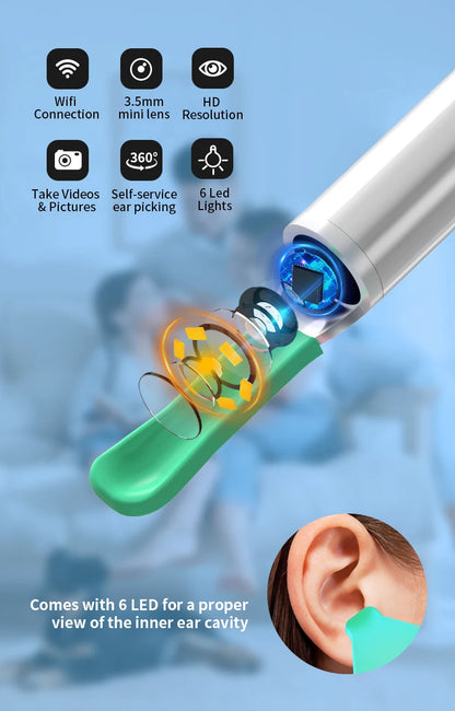 Dropshipping Ear Cleaner with Camera Wireless Ear Sticks Otoscope USB C Charging Endoscope Wax Removal Tool Earpick MIni Camera