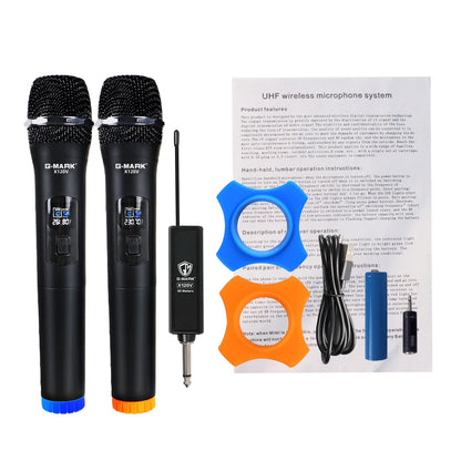 Wireless Microphone G-MARK X120V 2 Channels Handheld Karaoke Mic For Party Meeting Show Home School