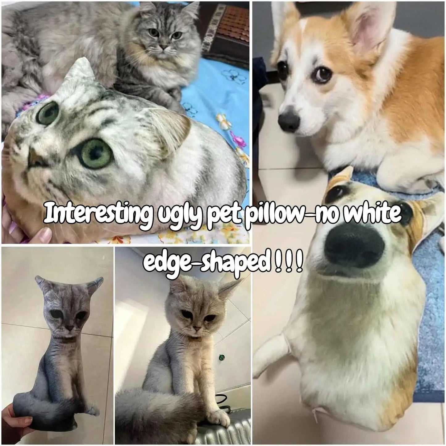 Custom Ugly Pet Pillow with Picture Customized Stuffed Animal Pillows Personalized Funny Photo Dog Cat Face Pillow Gifts for Fri