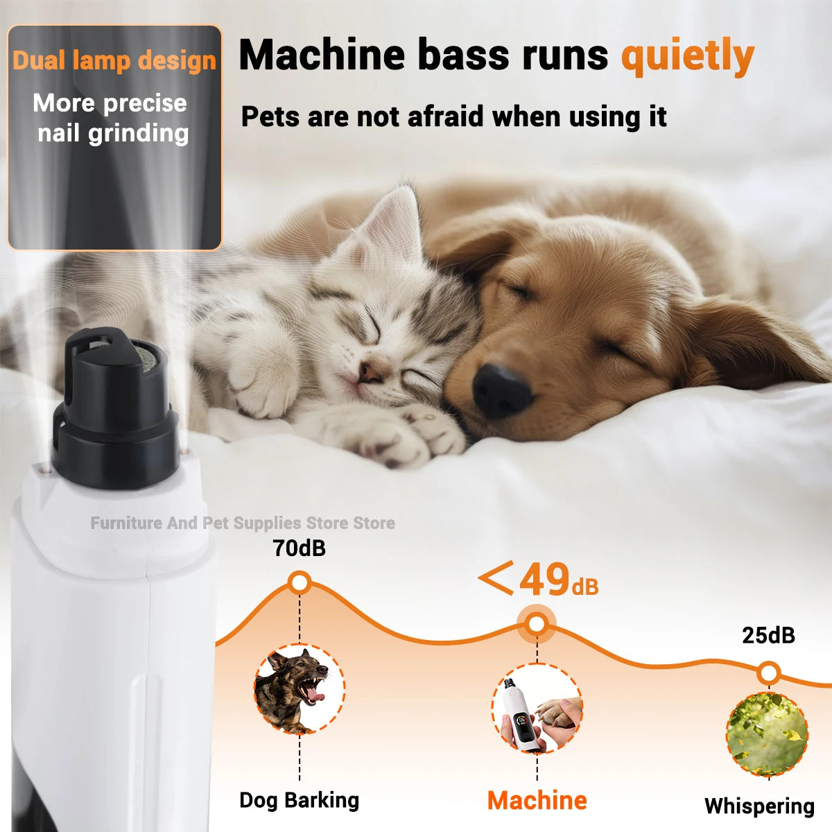 Electric 6-speed adjustable pet nail polisher large/small dog nail clipper 2 LED lights rabbit cat paw nail beauty accessories