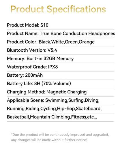 Bezprzewodowe słuchawki z przewodnictwem kostnym Bluetooth 32 GB odtwarzacz MP3 Wodoodporne IPX8 do pływania Sportowe słuchawki HIFI