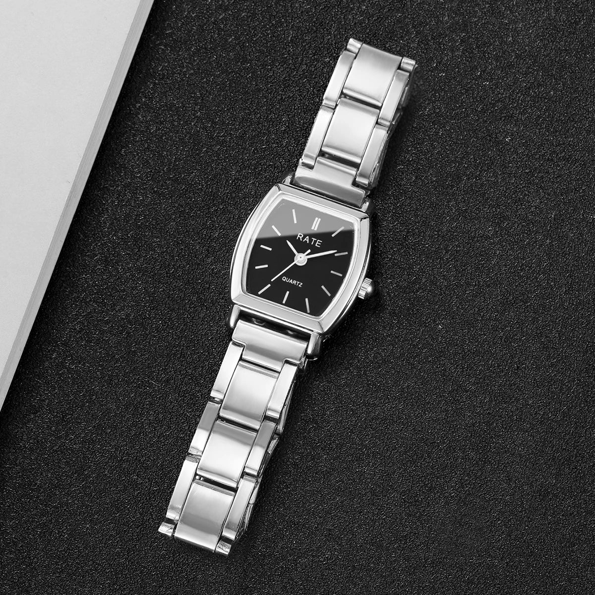 4PCS/Set Fashion Women Watches Elegant Silver Alloy Strap Quartz Wristwatch Rhinestone Bracelets Set Reloj Mujer(Without Box)