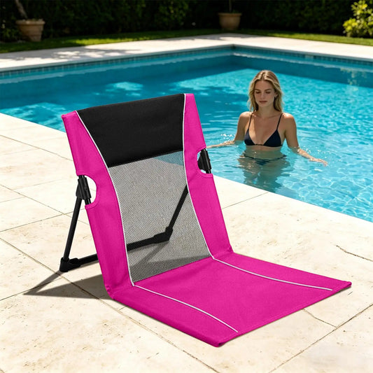 Low Beach Chair Foldable Poolside Lounge Seat with Carry Bag Lounge Chairs for Poolside for Tanning Traveling Camping Picnic
