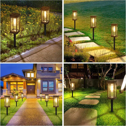 2/4/6Pcs Retro Solar Pathway Warm Lights Outdoor Waterproof Garden Incandescent Bulb for Walkway Yard Backyard Landscape Decor