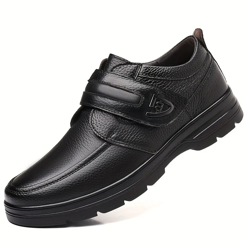 Business Casual Retro-Style Men's Slip-On Shoes, Featuring a Velcro Closure Design, Comfortable Soft Sole, and Non-Slip