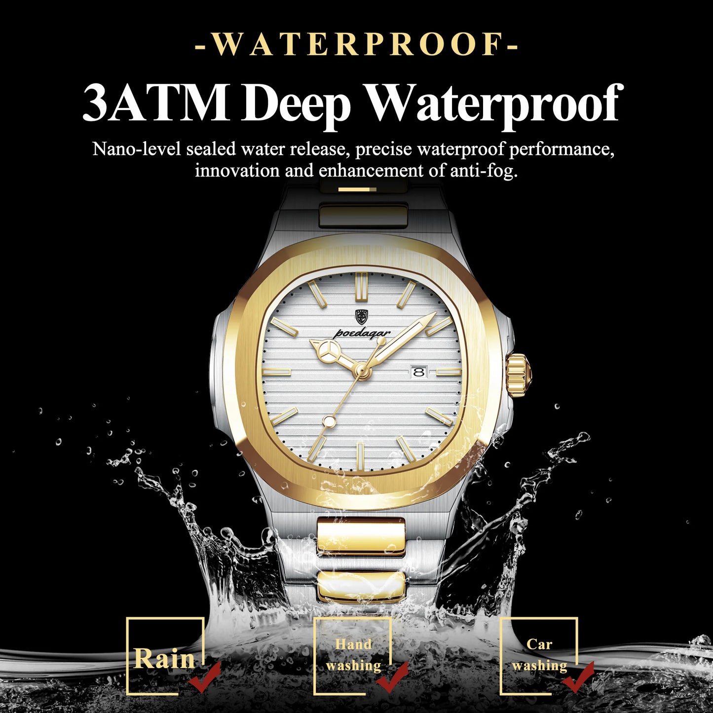 POEDAGAR Original Quartz Women Watch Stainless Steel Waterproof Luminous Ladies Watch Date Fashion Elegant Woman’s Watches Reloj