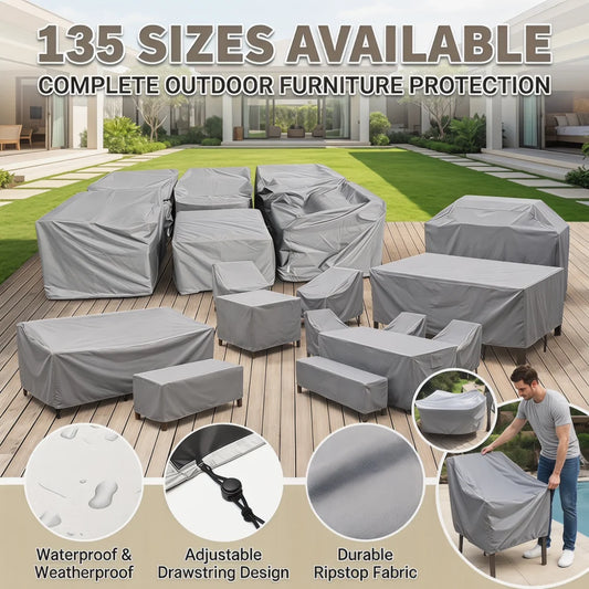 75 Sizes  Furniture Waterproof  Cover For Rattan Table Cube Chair Sofa  Rain Garden Patio Protective Cover Black and Silver