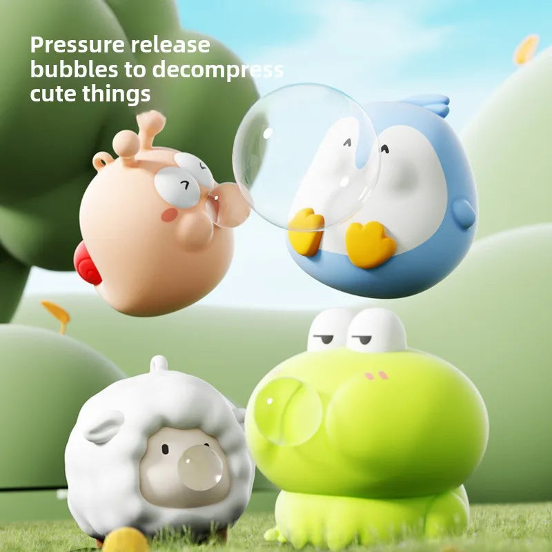 Cute Animal Spitting Bubbles Squish Squeeze Toy Anxiety Stress Relief Sensory Antistress Toys for Adults Birthday Christmas Gift