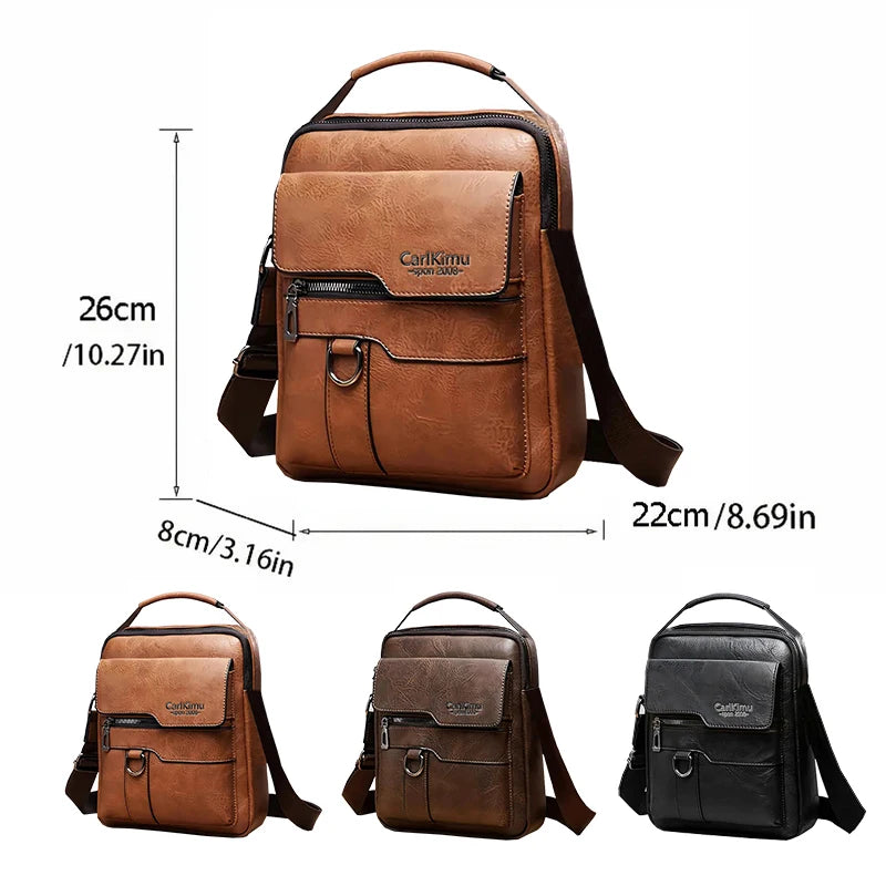 Sleek Multi-color Faux Leather Crossbody Bag Adjustable-strap Lightweight for Daily Commute Casual Stylish Functional Men’s Bag