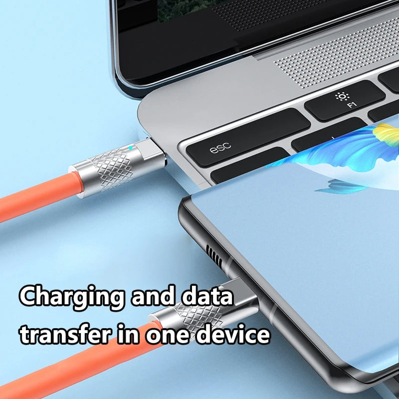 120w 6a Super Fast Charge PD Type C Liquid Silicone Cable Quick Charge 1M 2M Usb Cable Usb C to C Charger Cable