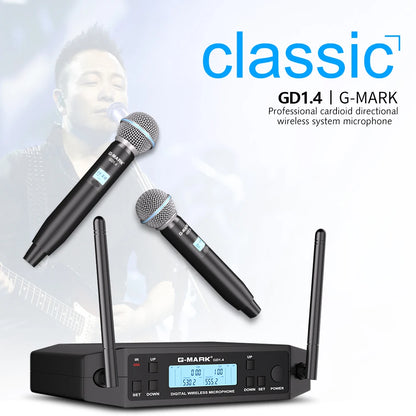 Microphone Wireless G-MARK GD1.4 Professional UHF System Handheld Mic For Stage Speech Wedding Show Band Home Party Church