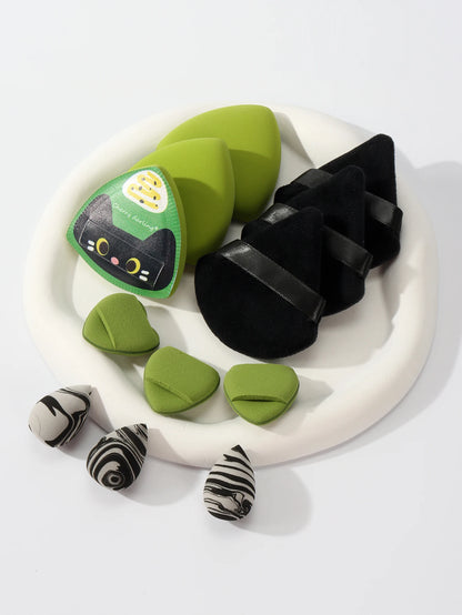 Rice Ball Cat 12-Piece Set, Expands When Exposed to Water, Dual-Use for Wet and Dry, Makeup Sponge Suitable for All Skin Types