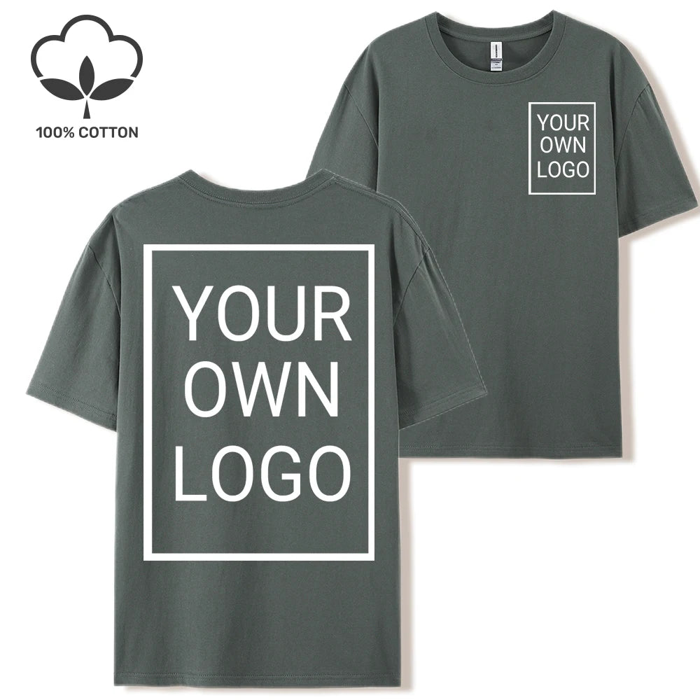 Double Sided Customized LOGO Picture Women T-Shirt Summer Y2K Loose Short Sleeves Comfortable T Shirts Crewneck DIY Tee Tops