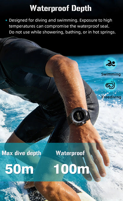 NORTH EDGE 2025 APACHE-D Smart Watch Free Dive Watch Sports Digital Watch Altimeter Barometer Compass World Time Waterproof 100M