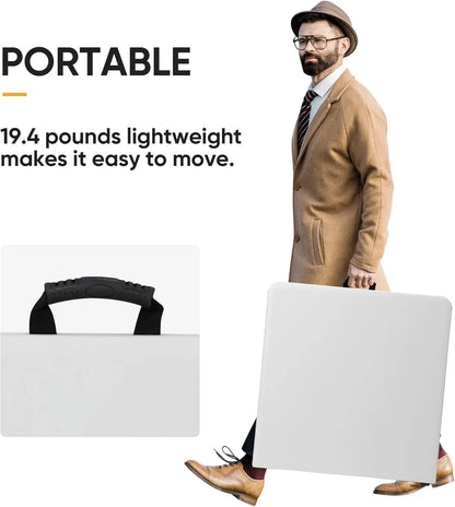 Fold in Half Table Portable Folding Table for Camping Picnic Barbecue Party Indoor Outdoor Sturdy Compact with Carrying Handle