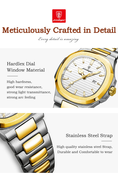 POEDAGAR Original Quartz Women Watch Stainless Steel Waterproof Luminous Ladies Watch Date Fashion Elegant Woman’s Watches Reloj