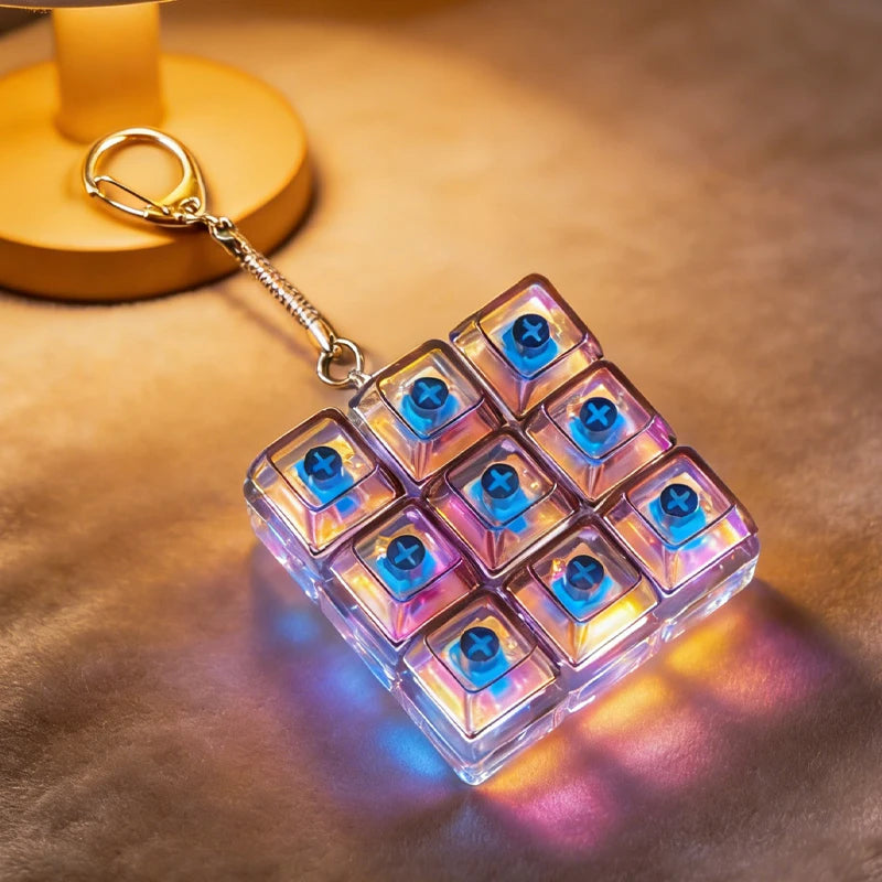 Original Multi-Style LED Light-Up Keycap Keychain Clicker Fidget Toy Stress Relief Portable Desk Accessory for Kids Adults