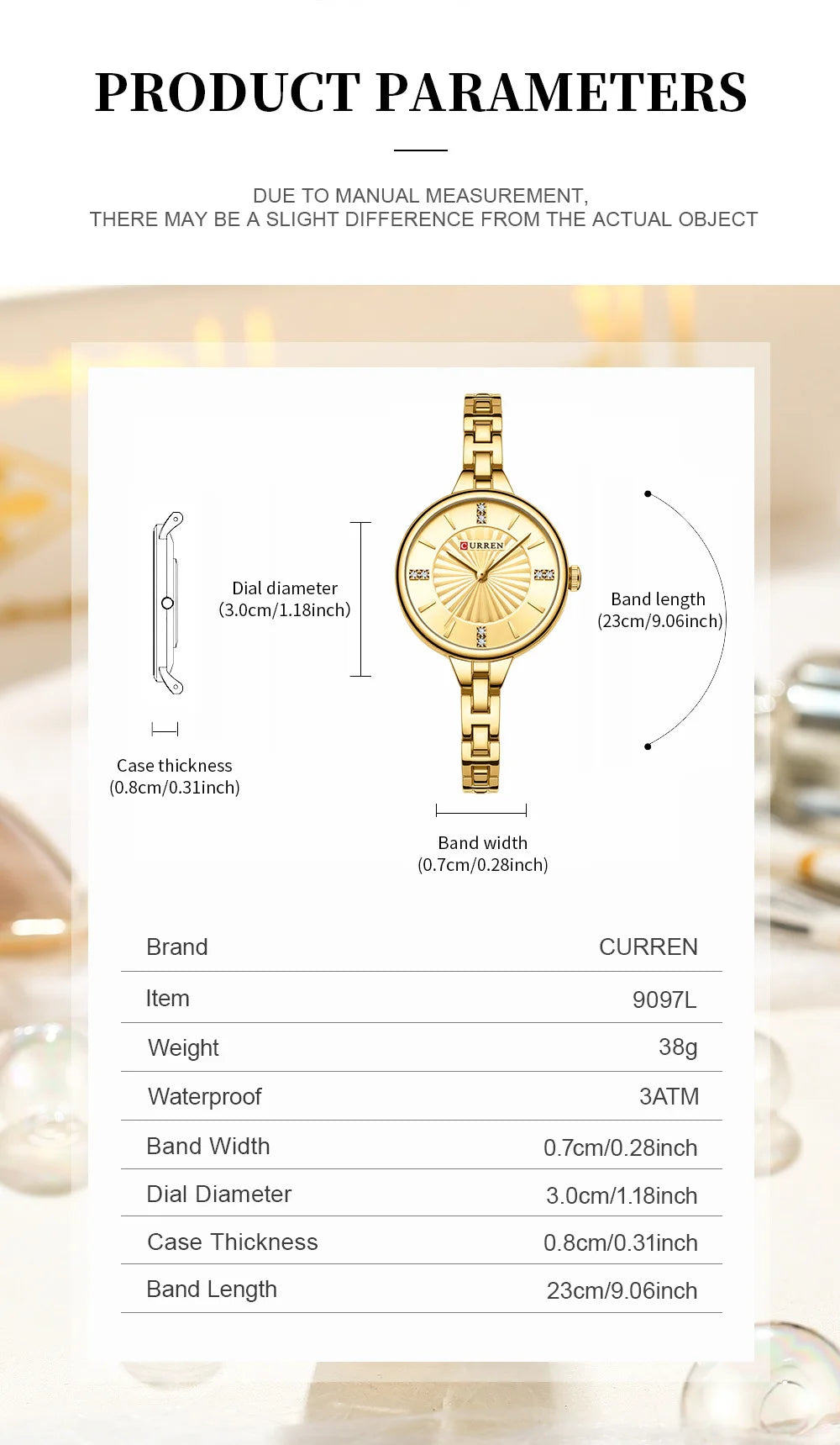 CURREN 9097 Elegant Women's Quartz Watch Luxury Stainless Steel Strap Women's Watch часы женские наручные