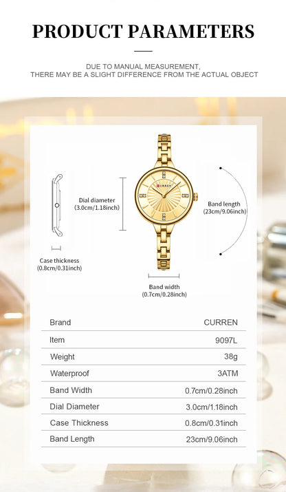 CURREN 9097 Elegant Women's Quartz Watch Luxury Stainless Steel Strap Women's Watch часы женские наручные