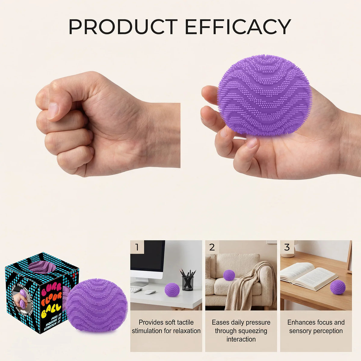 Stress Relief Squeeze Blind Box Nee Doh Fuzz Ball Sensory Squeeze Toy Textured Stress Relief Fidget Ball for Gift