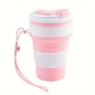Collapsible Silicone Travel Cup, Reusable Foldable Water Cup with Lid and Lanyard, Portable Lightweight Drinking Mug for Camping