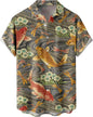 Summer Men's Gradient Sketch Coconut Tree 3D Printed Shirt, Vintage Hawaiian Tropical Quick Drying Loose Shirt