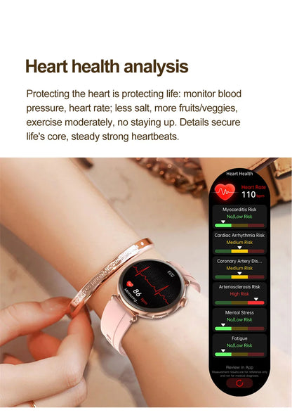 ECG Smart Watches Women 1.32 inch  AMOLED Screen Physical Examination Blood oxygen Pressure Fat Call Health ECG+PPG Smartwatch