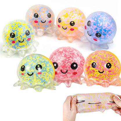 Glow Octopus Squeeze Stress Ball Transparent Foam Bead Fidget Toy Portable Pocket Anxiety Relief Desktop Adult Decor Unique Gift