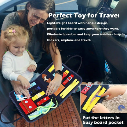 Sensory Play Board Busy Board Montessori Leaning Toys For Toddlers Foldable Sensory Toy Toddler Activity Board-Educational Learn