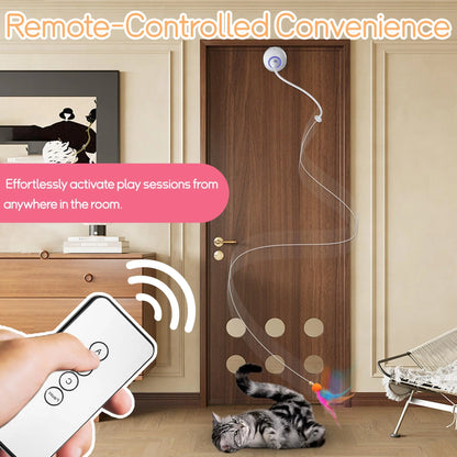 Cat Toys,Hanging Door Automatic Cat Toy Interactive Elastic Rope with Feather, Cat Catching Game Door Hanger