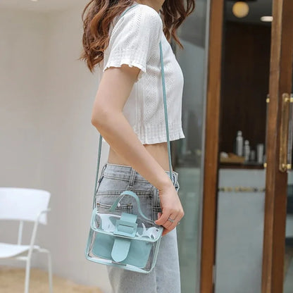 Transparent PVC Ladies' Jelly Bag, Summer Transparent Shoulder Crossbody Bag, Cute Kawaii Handbag