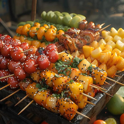 90-1350Pcs Bamboo Wooden BBQ Skewers Sticks Disposable 15/20/25/30cm for Grilling, Fruit, Kabob,BBQ, Barbecue, Camping, Outdoor