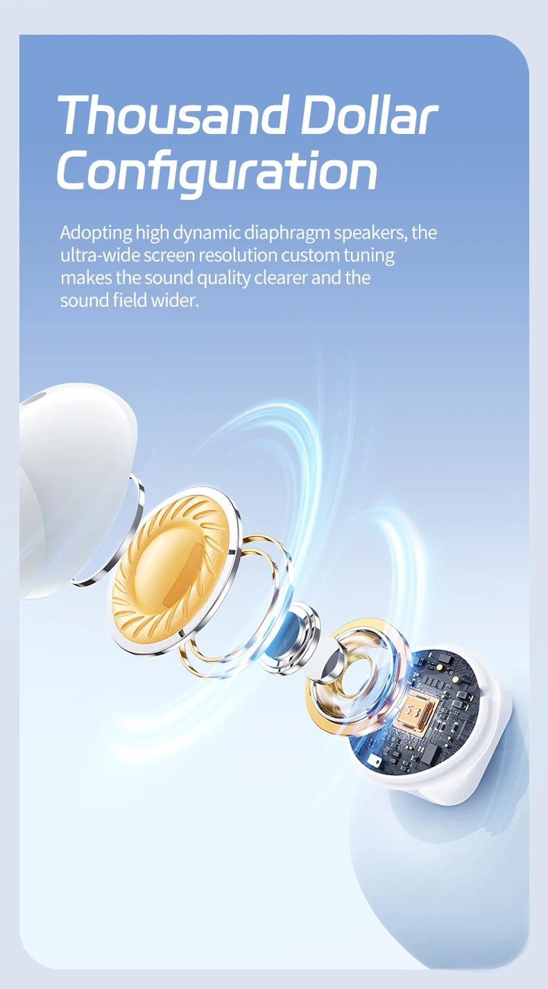 Ai Translation Wireless Earbuds with Touchscreen Charging Case, In-Ear Earphones with Microphone, Compatible with TV/Smartphone