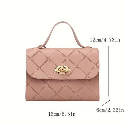 Korean Style Diamond Quilted Square Bag for Women Trendy Top Handle Crossbody Bag  Chain Underarm Purse Fashion Shoulder Bag