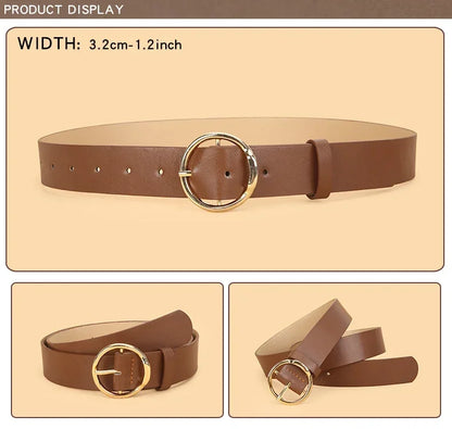 3pcs Women'S Belt Set - Chic  Versatile for Jeans, Dresses  Classic Belts with Dual Triple Ring Buckles, Elegant Solid Colors