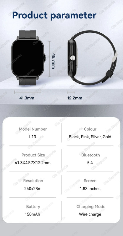 2026 New Smart Watch for Men Women Gift 1.83-inch Full Touch Screen Sports Fitness Watch Bluetooth Call Digital Smartwatch HW12