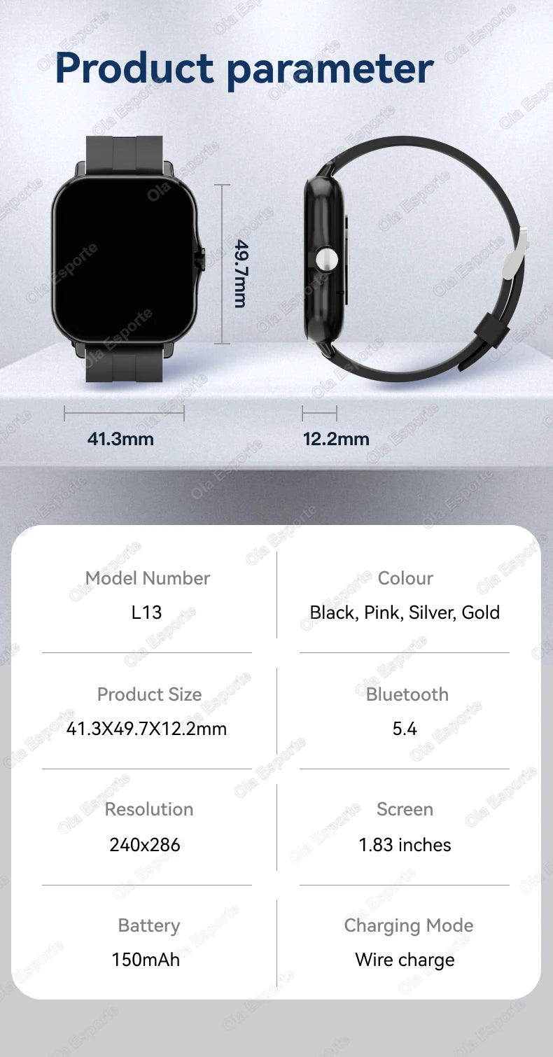 2026 New Smart Watch for Men Women Gift 1.83-inch Full Touch Screen Sports Fitness Watch Bluetooth Call Digital Smartwatch HW12