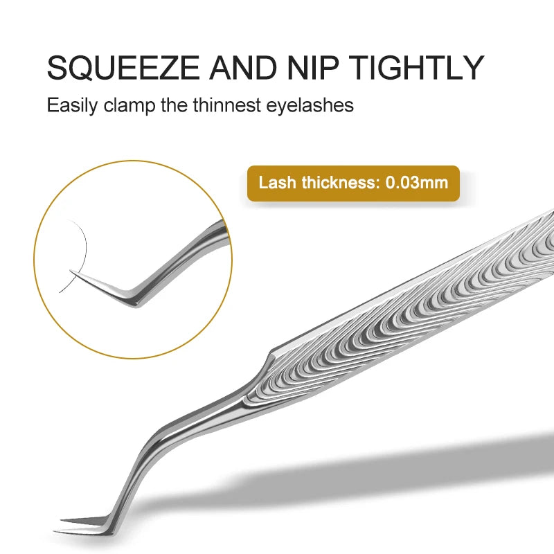 SAKURAHANA Anti-Static Eyelash Tweezers Professional High Precision Volume Extension Stainless Steel Anti-slip Makeup Tool