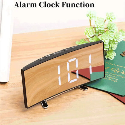 Mirror Digital Alarm Clock Temperature Date Night Mode Snooze USB Powered Always On Table Clock 12/24H Anti-disturb LED Clock