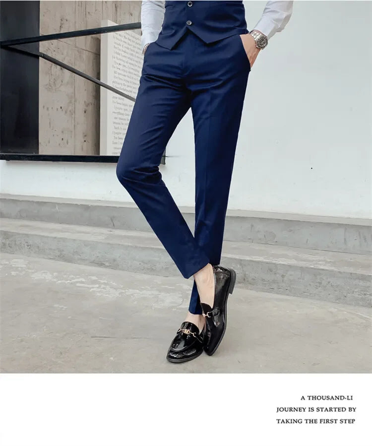 S-7XL Suit (Blazer+ Vest + Trousers) Men's Fashionable Gentleman Business Banquet Korean-style Formal Dress Casual Wedding Suit