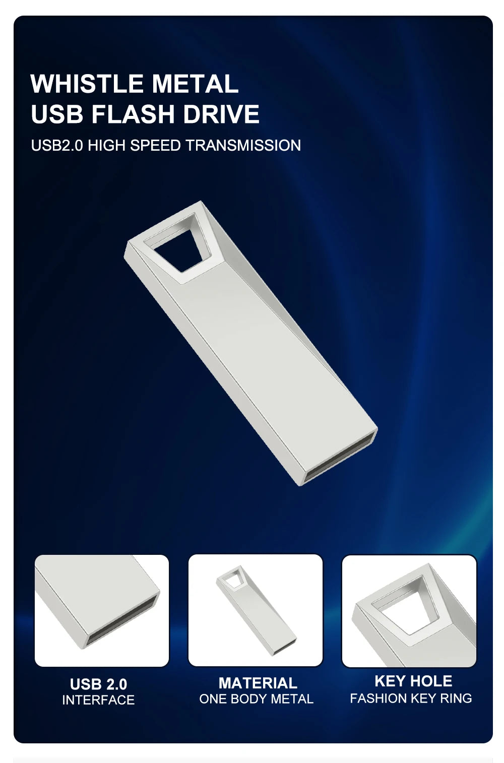 JASTER Metal USB Flash Drive 128GB Business Gift Memory Stick 64GB Free Key Chain Pen Drive 32GB Silver Flash Disk 16GB 8GB 4GB