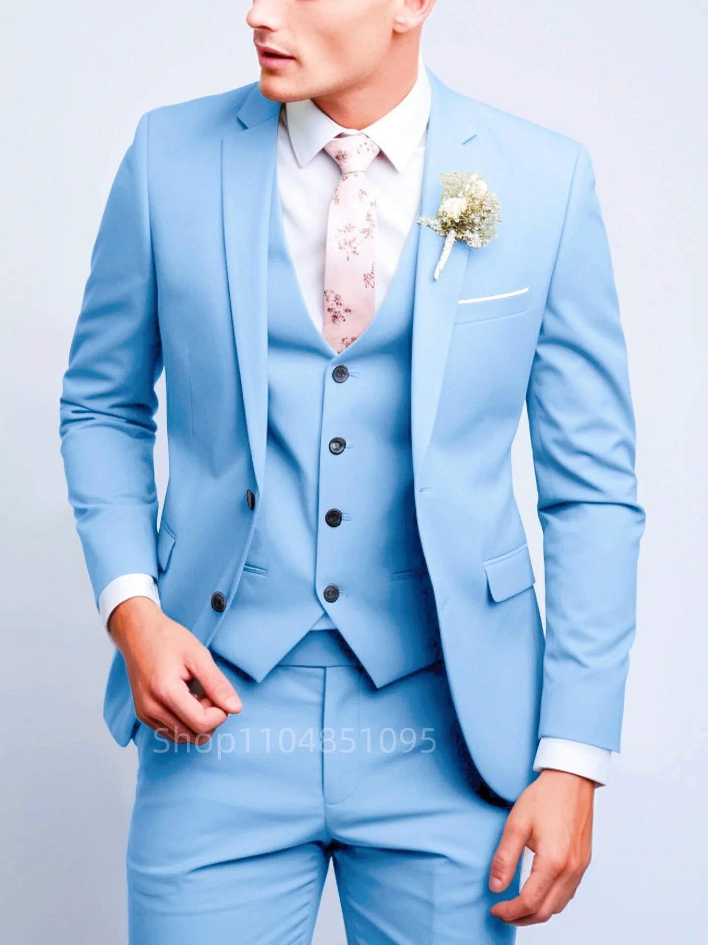Matcha Green Suits for Men Slim Fit Luxury Wedding Tuxedos Fashion Mens Blazer Vest Pants 3 Pieces Foraml Business Suits Sets