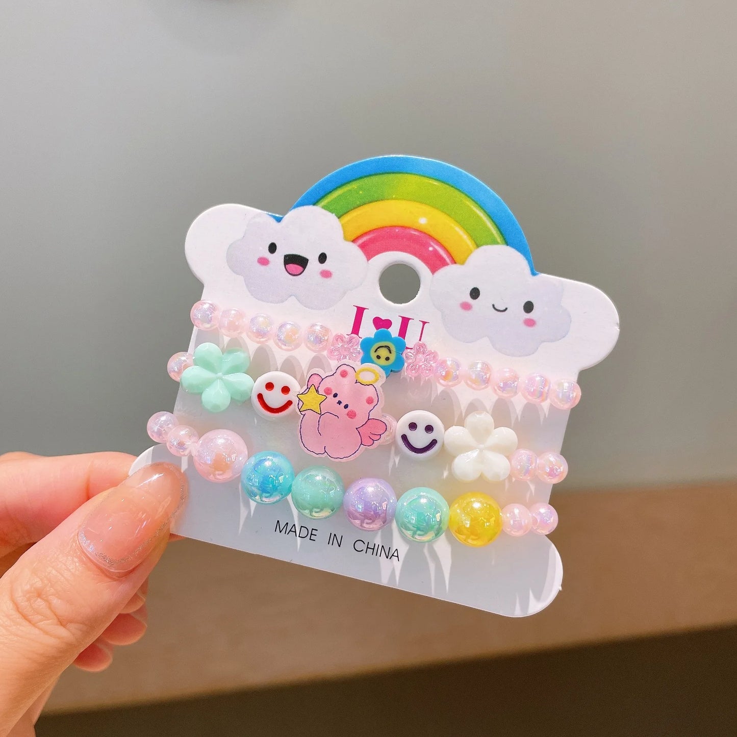 3Pcs Qute Colourful resin Bracelets Little Girls Bracelets Kit Kids Fashion Charm Bracelet Kids Jewelry Party Accessories