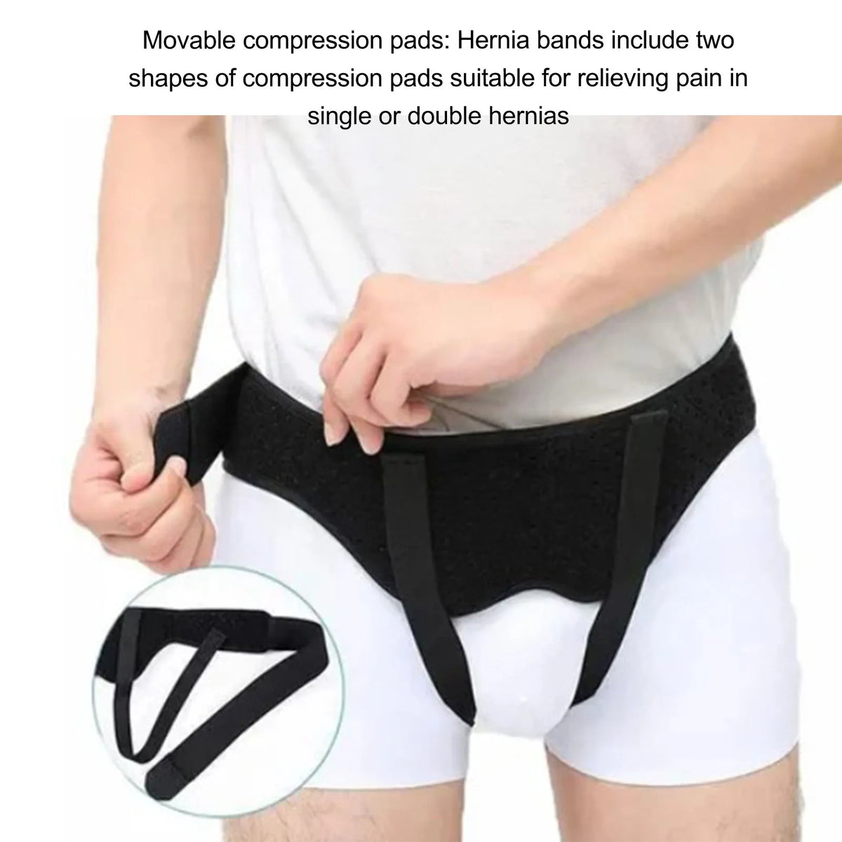 Intestinal Hernia Fixing Belt Nylon Fabric Good Support Breathable PU Foam Pad Black Men Inguinal Hernia Band for Body Care