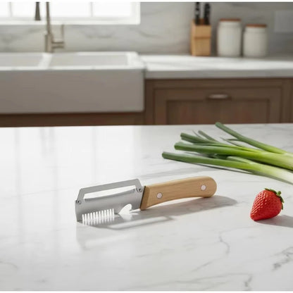 Multi-Functional Stainless Steel Peeler with Wooden Handle, Durable Smooth Kitchen Gadget for Fruits and Vegetables Peeling Slic